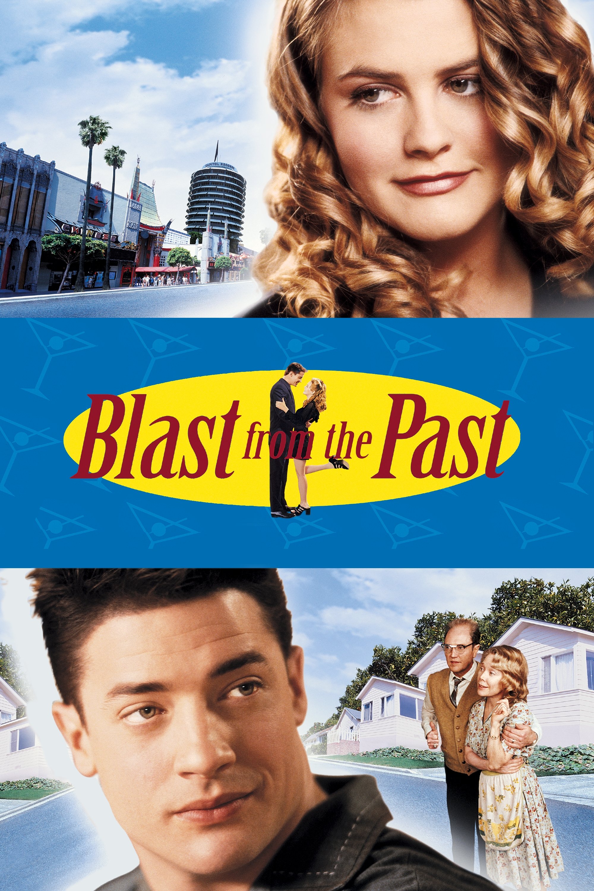 Poster for Blast from the Past, featuring Brendan Fraser grinning like a 1950s gentleman lost in the 1990s.